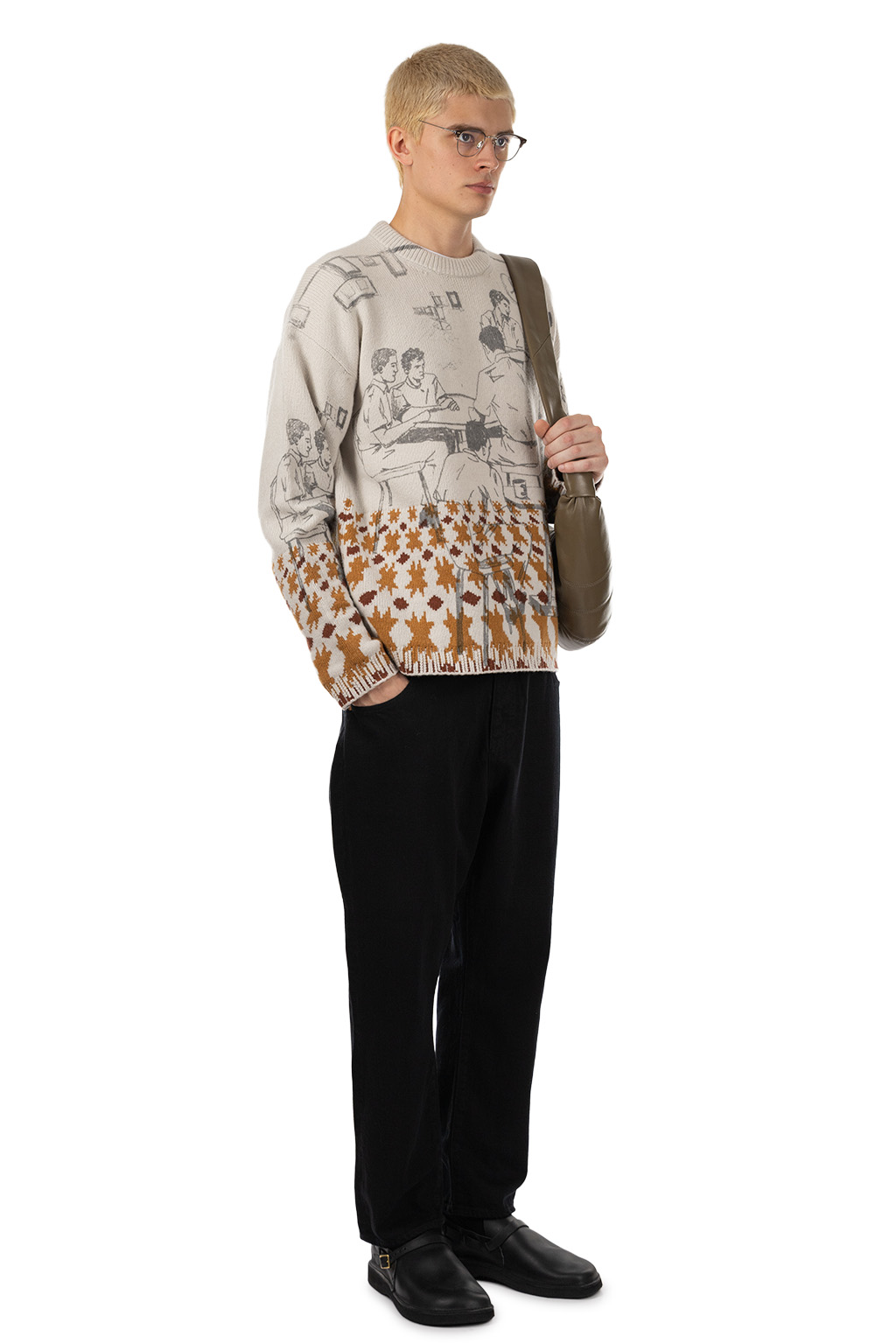 JW Anderson - Print Jacquard Jumper - Dove Grey